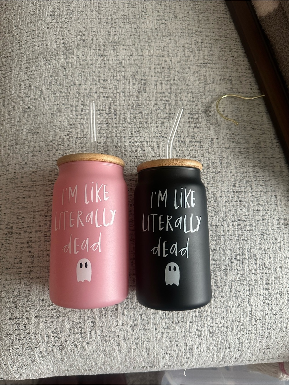 Pink & Black Ghost Insulated Tumbler with Straw - Set of 2
